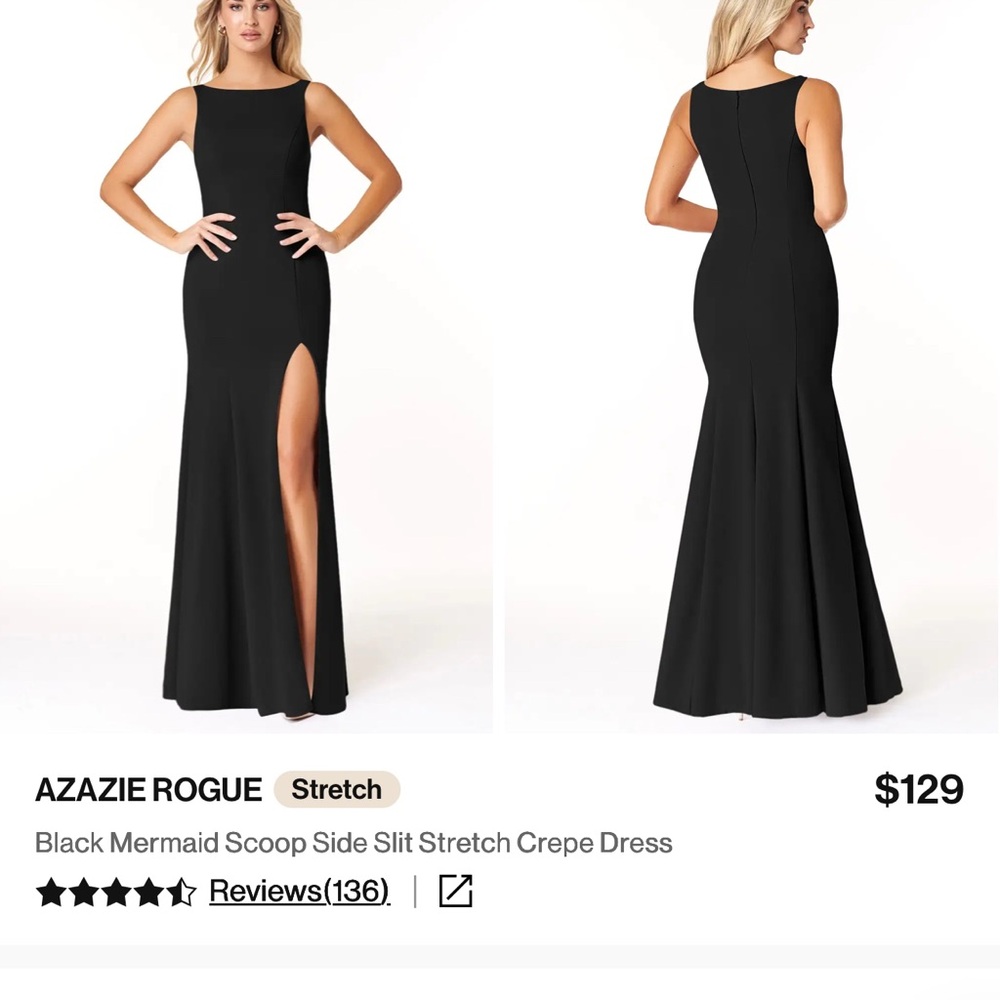 Azazie Black Stretch Crepe Maxi Dress